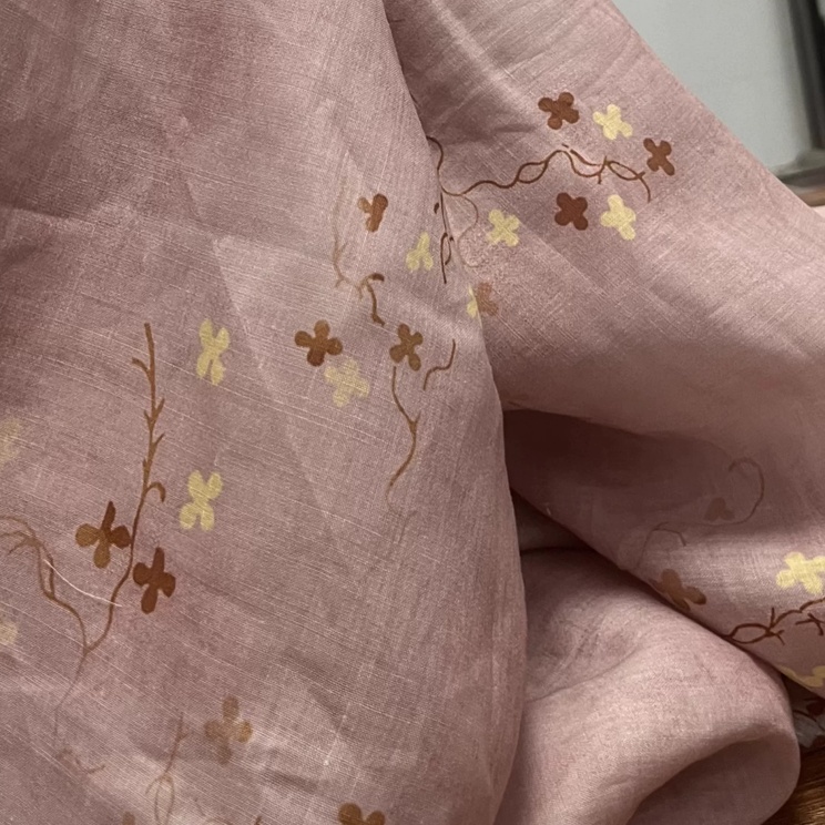 Boho Ramie Linen Fabric Dusty  - Vintage Sewing Textile 评论和价格
